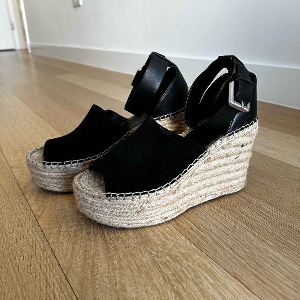 Marc Fisher Black Suede/Leather Espadrilles, Size 8 - Picture 5 of 8